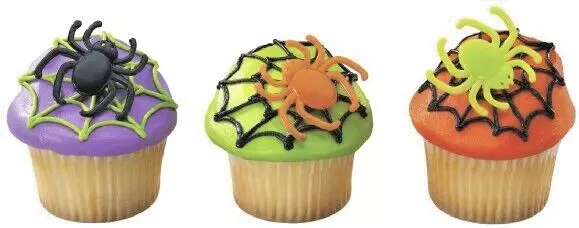 Halloween Cake Toppers Creepy Spider Cupcake Rings One Dozen