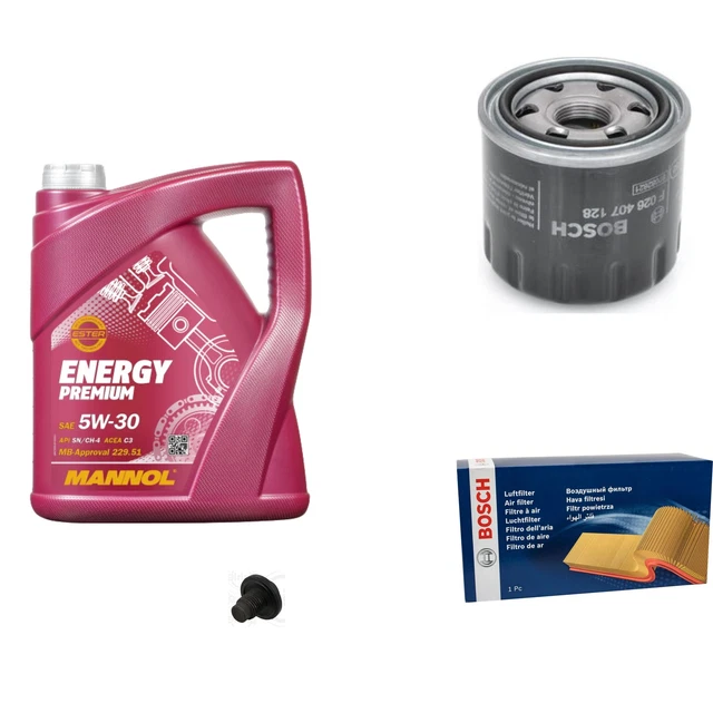 Bosch Pacchetto di Ispezione 5. L mannol Energy Premium 5W-30 per Fiat Freemont