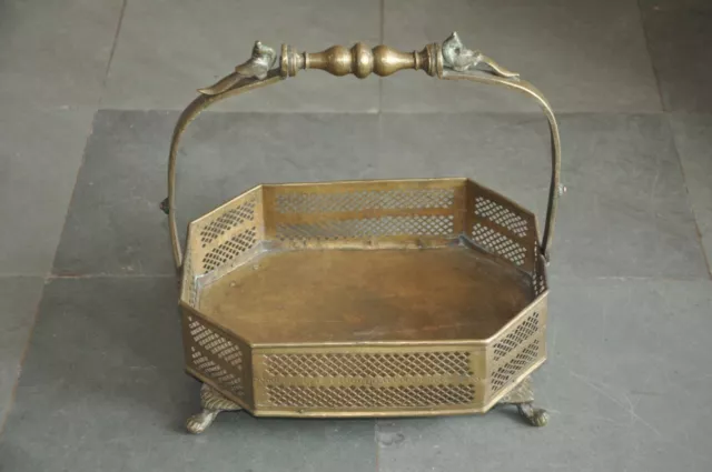 Old Brass Jali Cut Handcrafted Unique Shape Fine Quality Flower Basket