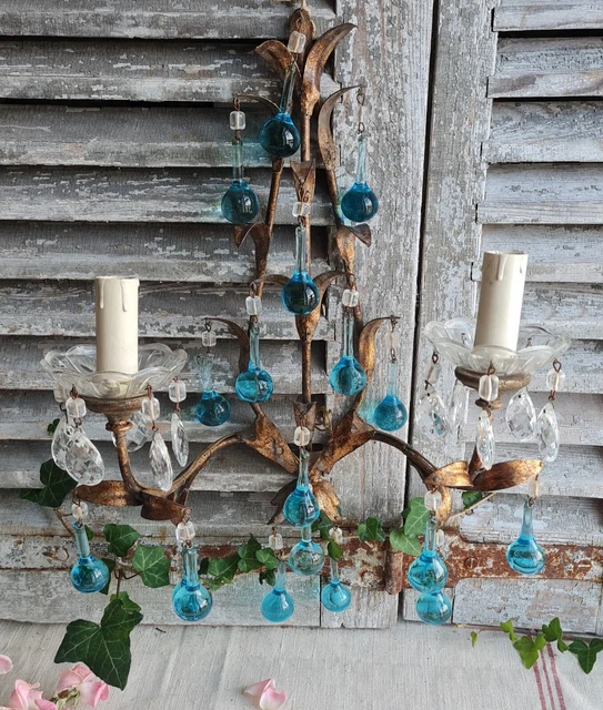 Lot De 8 Gouttes Fantaisies Vintage En Verre De Murano, Années 1950, Bleu, Occasion