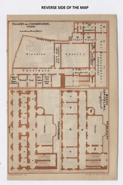 1904 Original Antique Map Of Forum Romanum Ancient Rome Roman Empire / Italy 2