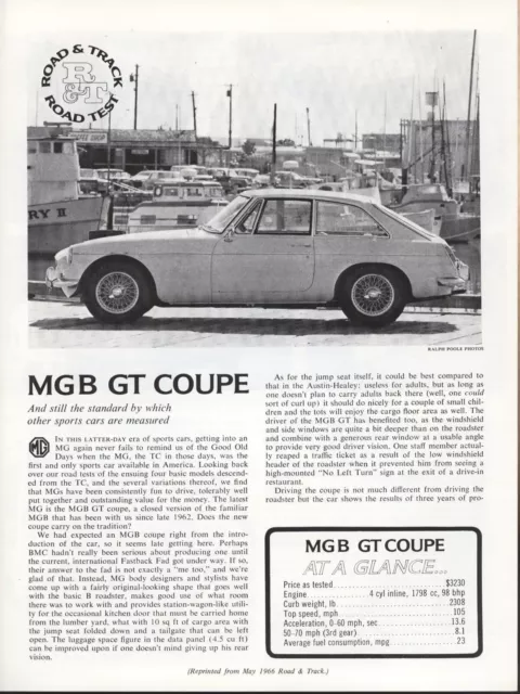 Road & Track Article Reprint from April 1951 -- MGB GT Coupe --