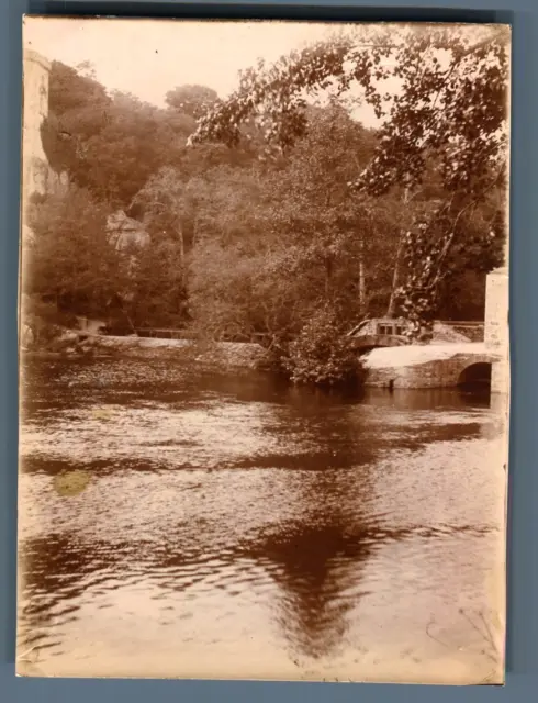 France, Une rivière  Vintage citrate print.  Tirage citrate  9x12  Circa 1
