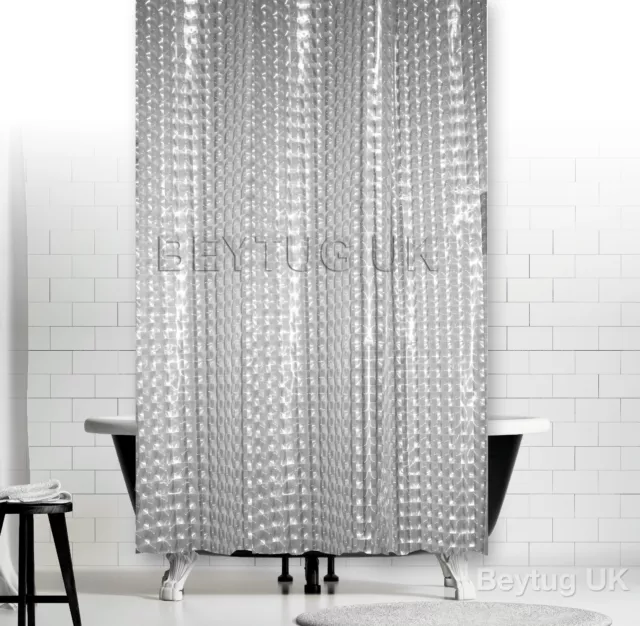 Rideau de douche transparent 3D PEVA mosaïque extra long, différentes tailles