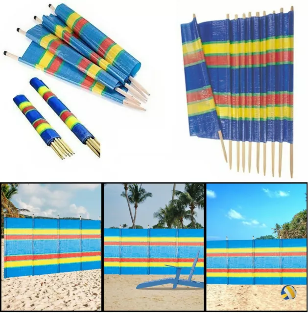 Poles Wind Blocker Breaker Windbreak Garden Camping Tent Beach Sun Shade Holiday