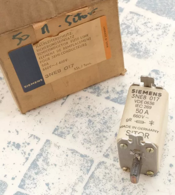Siemens 3NE8017 CARTOUCHE FUSIBLE SITOR 50 A, AC 660 V (DIN 43620,T. 00)