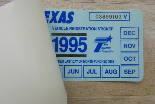 1995 ORIGINAL TEXAS Plate Renewal Windshield Sticker"Unused" $6.00