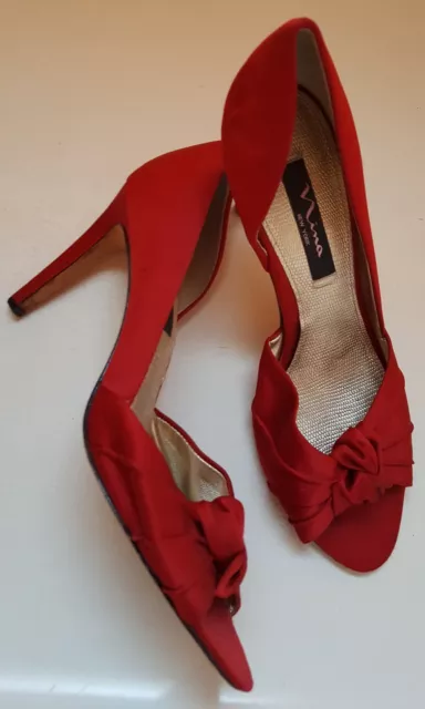 Nina Forbes Satin Peep Toe Pump - Women's Size 9.5 M, Red Rouge 2