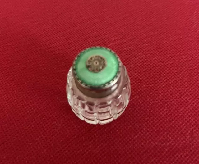 Vintage Tiny Green MEKA Sterling Silver Salt Shaker Rare size 1.5 inches tall