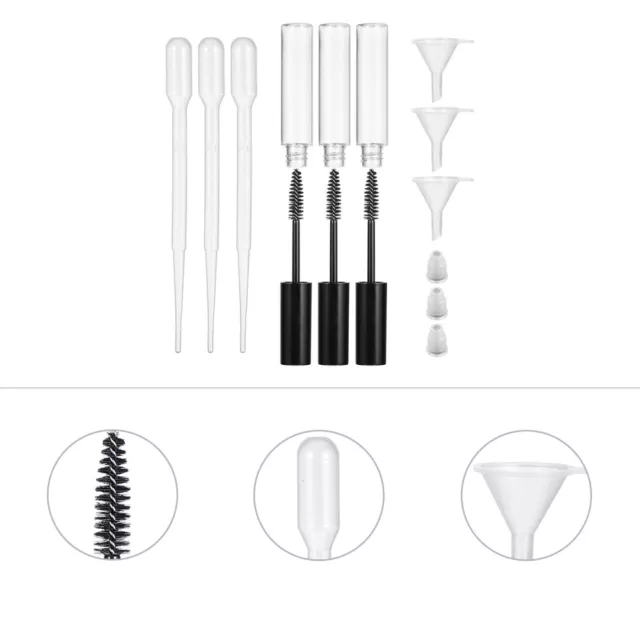 9pcs Empty Mascara Tube with Wand and Funnels - DIY Container with Cap - 10ml