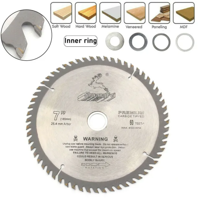 7inch Circular Saw Blade 25.4mm Bore Wood Cutting Disc Cut Off Tool for Metal