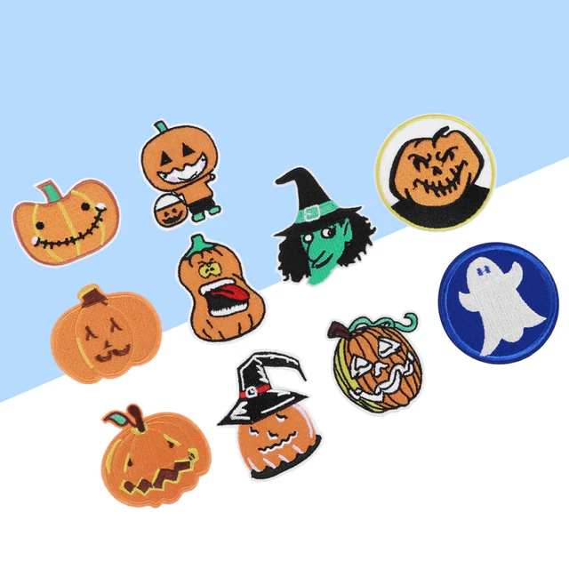 10 Pcs Cute Pumpkin Appliques Patches Halloween Cartoon Witch Pants