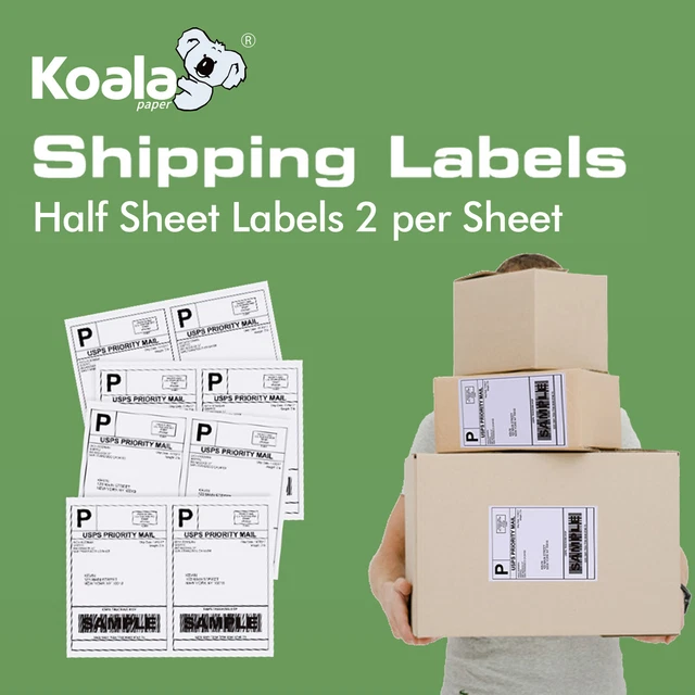 22010004400 SHIPPING LABEL 8.5 x 5.5 Half Sheet 2 Per Sheet Self