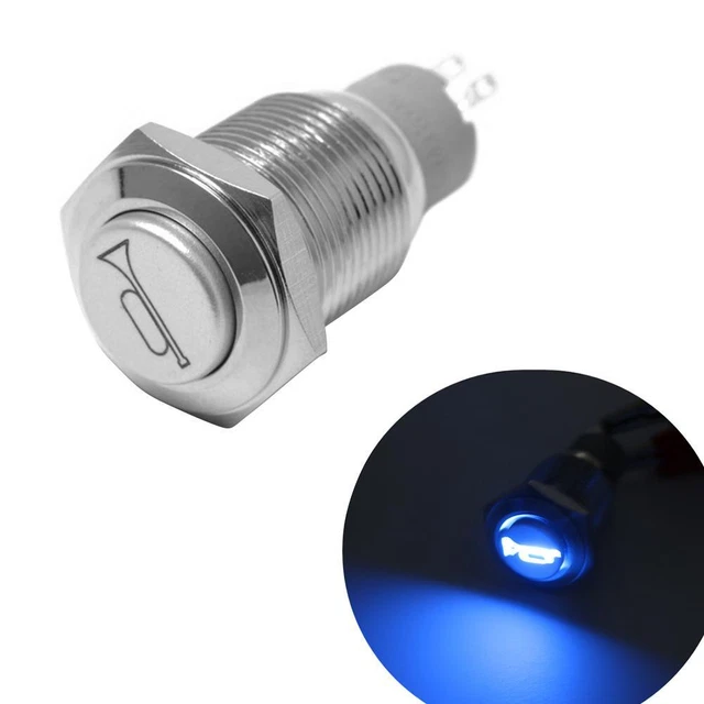 Ahomi auto camper boot campana corno 12 V auto reset blu pulsante momentaneo scia