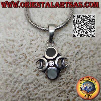 wicca DEA Ciondolo in argento 925‰ simbolo della luna triplice dea con pietra di l 