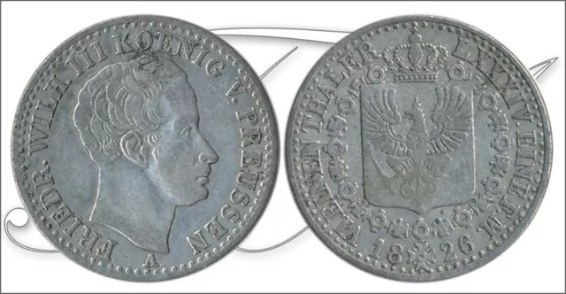 Prussia KM00411-26A MBC 1/6 Thaler 1826 A/5,30 Gr. Silver