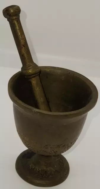 Vintage Solid Brass Mortar And Pestle 2