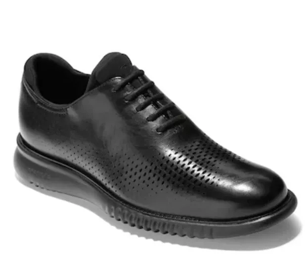 Cole Haan Men's 2.ZeroGrand Laser Wingtip Oxford-Black - Size: 8WIDE- New