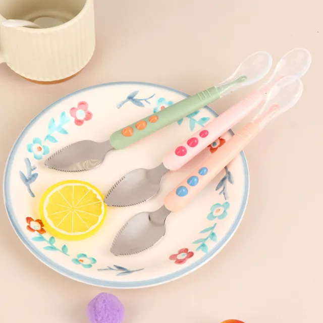 1Pc Baby Fruit Scraping Mud Spoon Feeding Spoon Easy To Eat Soft Silicone Spo Pe