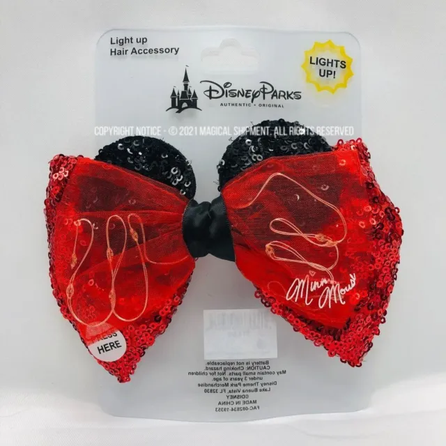 BRAND NEW Disney Parks - Minnie Mouse Light Up Bow - Hair Clip - NWT