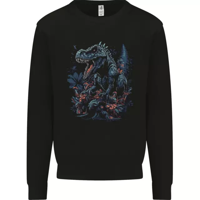 A T-Rex Dinosaur in a Prehistoric Forest Kids Sweatshirt Jumper