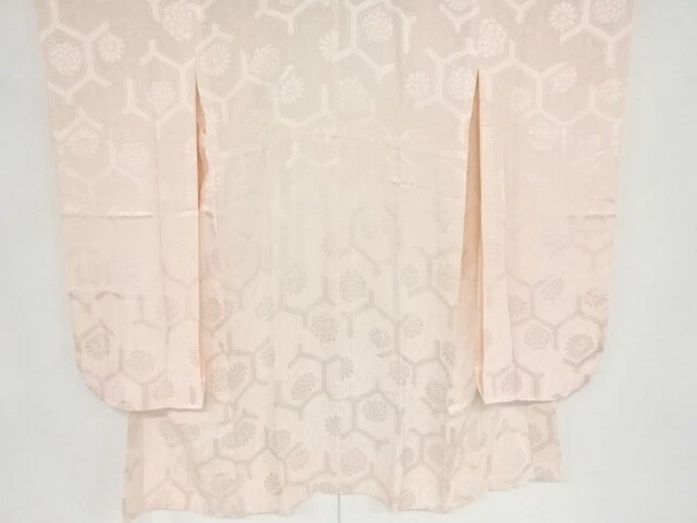 42304# Japanese Kimono / Antique Hitoe Juban For Furisode / Woven Kiku Arabesque