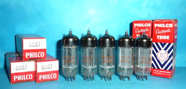 5 Philco 6CG7 Tubes Tested Guaranteed NOS/NIB Free Shipping