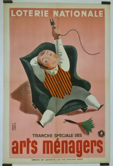 Derouet Lesacq Loterie Nationale 1938 Affiche Originale Économie Foyer