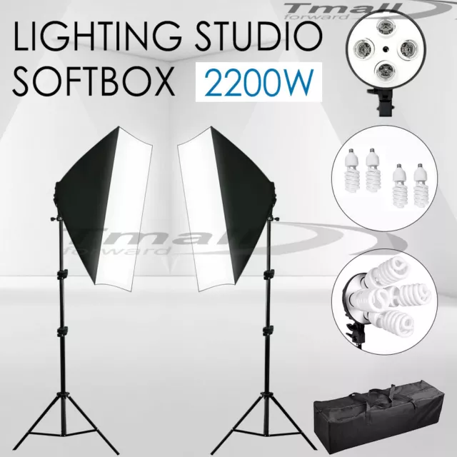 4 Head Studio Softbox Continuous Lighting Photo Soft Box Light Stand KIT Vedio