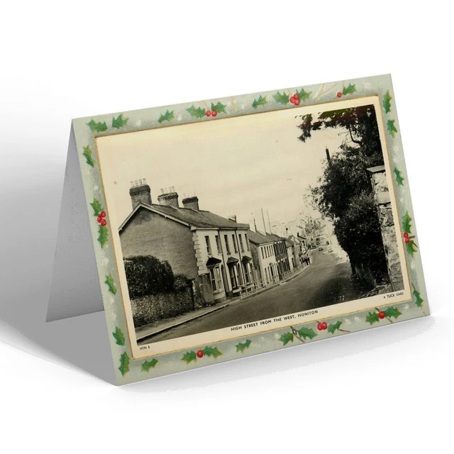 CARTOLINA DI NATALE Vintage Devon - High Street from the West, Honiton