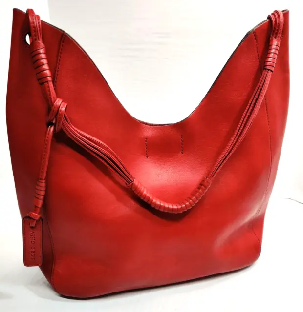 Sigrid Olsen Hobo Shoulder Bag Red Genuine Leather Medium-Large