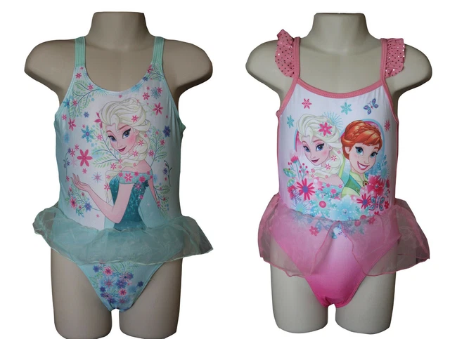 DISNEY FROZEN ELSA Anna Filles Maillot de Bain one piece Vert Rose