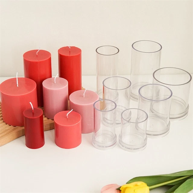 Moldes de velas molde de plástico hecho a mano jabón pilar redondo arcilla hágalo usted mismo artesanía