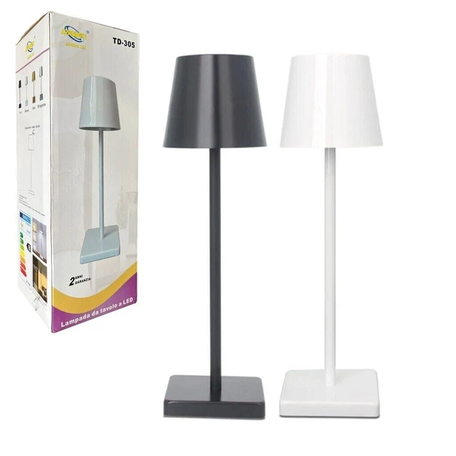 Lampada da tavolo led ricaricabile simile poldina Touch dimmer bianca nera