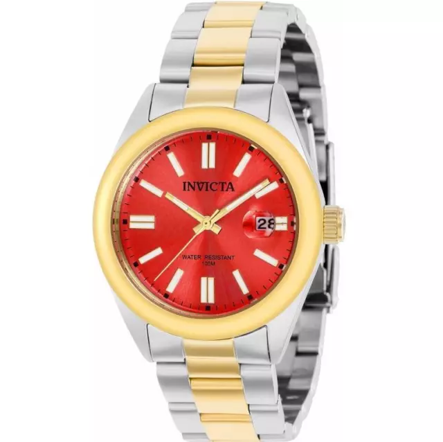 Invicta Pro Diver 38492 Women's Analog Round Two-Tone Red Dial Date Watch
