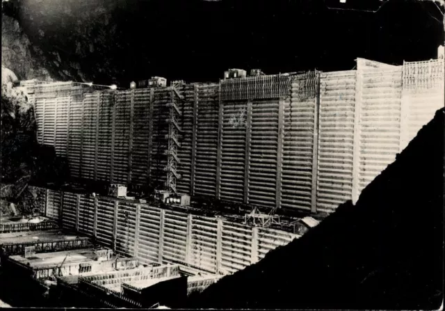 Postkarte AK Belgien Barrage de nuit Grande Dixence Nachtaufnahme gelaufen 1955