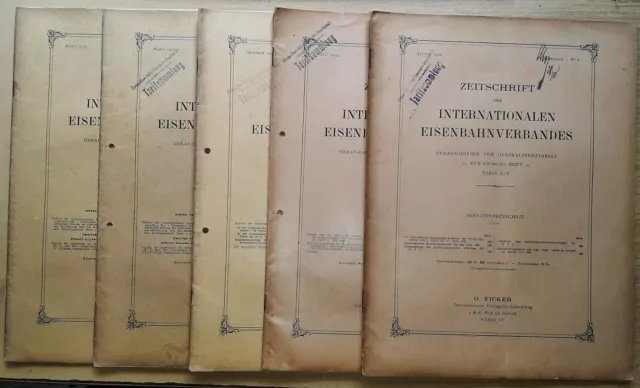 5 Hefte Zeitschrift des internationalen Eisenbahnverbandes 1925/1926 Eisenbahn