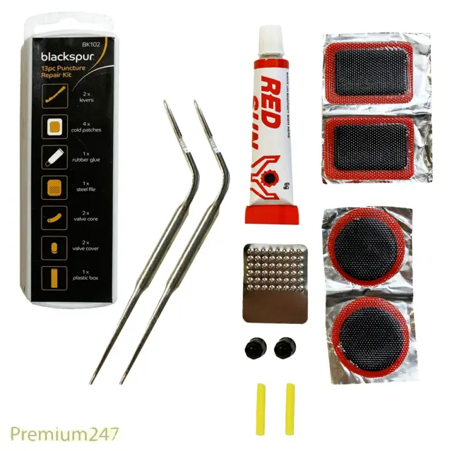 13 Piece Puncture Repair Kit Bike Tyre Tube Bicycle ToolKit Cycle Patches Glue