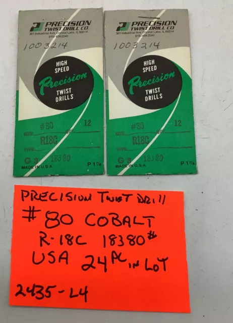 Precision Twist drill bits, #80, Cobalt, (24 Pc In Lot) 2435-L-4