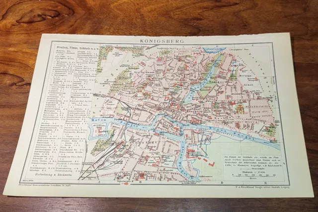 historische Stadtkarte/Stadtplan 1898 " Königsberg " original
