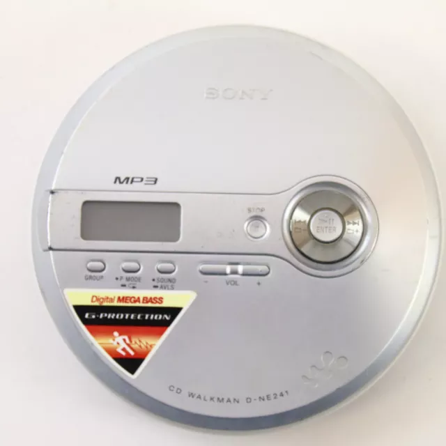 Tragbarer CD Player Sony Walkman D-NE241 Gebraucht Funktionsfähig Silber