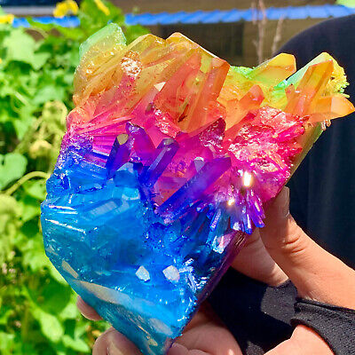 2.44LB    Colorful Aura Quartz crystaTrtanium Bismuth silicon cluster Rainbow