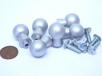 6 Satin Aluminum 11/16" Round Small Knobs Handles Pulls Drawer Retro-Future ES