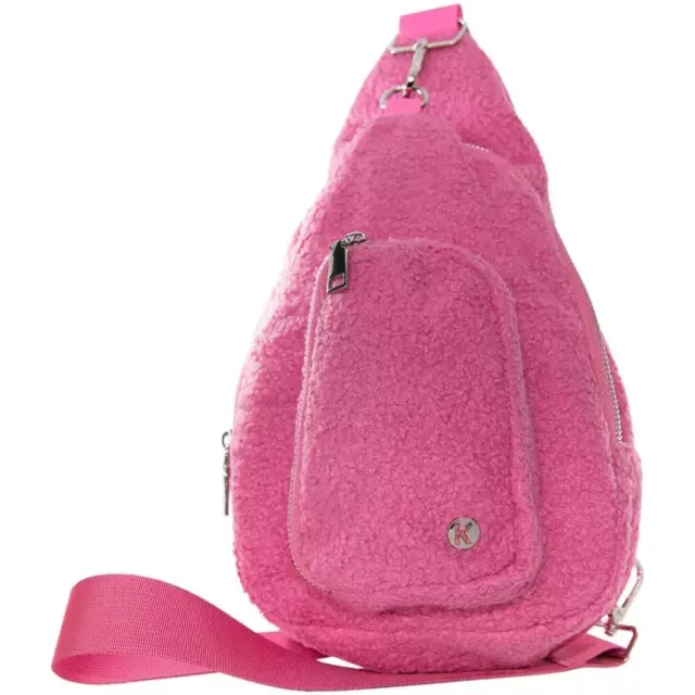 Katydid Hot Pink Sherpa Sling Bag With Strap  Brand New Fall/Winter 23