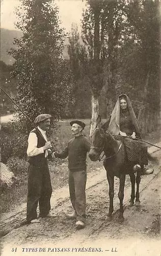 Cpa Les Pyrenees Types De Paysans Pyreneens Ane