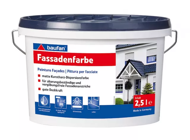 Baufan Vernice Esterna Standard 2,5 L Bianco Vernice di Emulsione Con Buoni