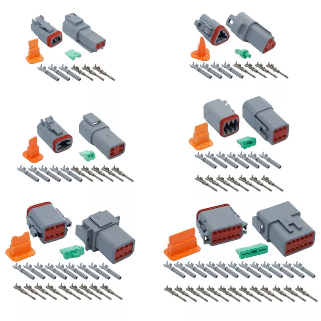 Deutsch DT Stecker 2 - 12 Polig SET 0,75 - 2,00 mm² Wasserdicht Kfz Auto Crimp