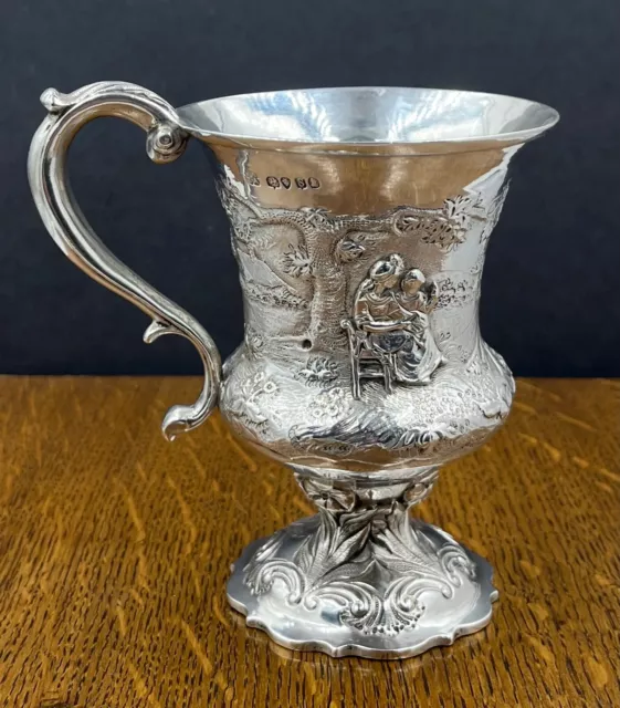 Fine quality english sterling silver christening cup -tankard London 1833