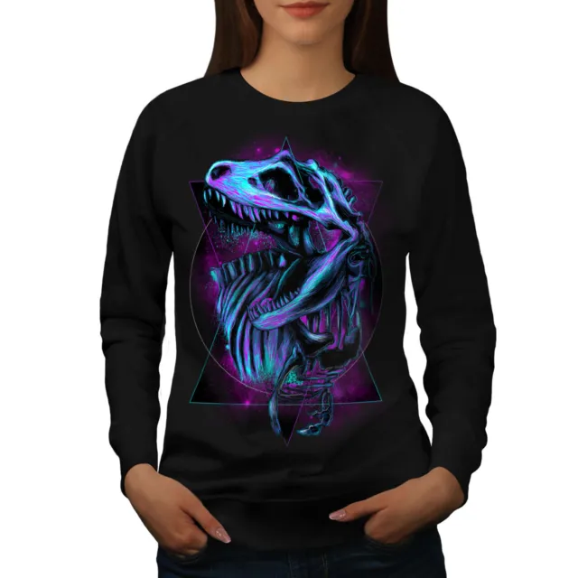 Felpa da donna Wellcoda TRex Raptor dinosauro, maglione pullover casual classico