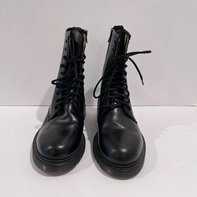 Barneys New York Leather Combat Boots Size 9.5 Men's Black Lace Up 2